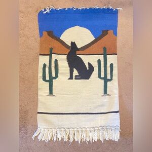 Vintage Wall Art Tapestry Decor 70’s Howling Desert Coyote Southwest Boho Cactus